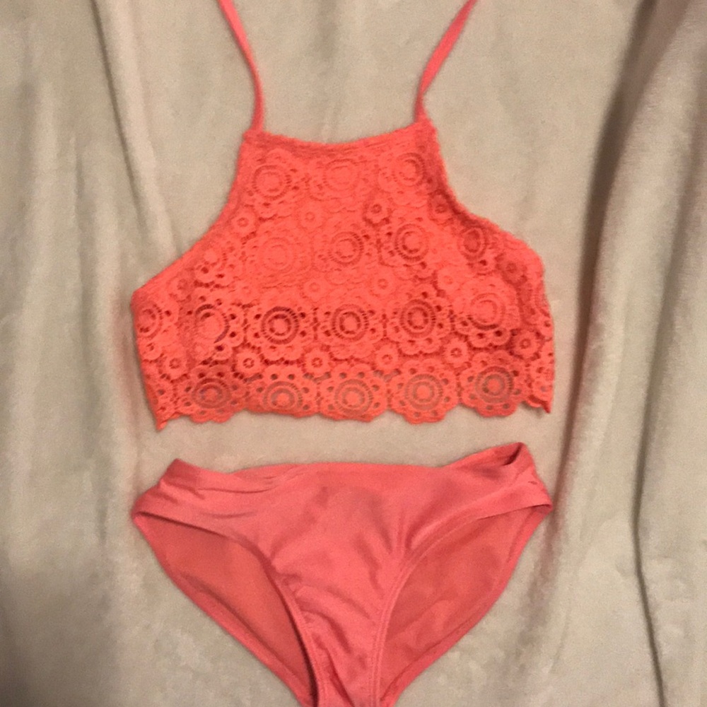 Pink halter top bikini